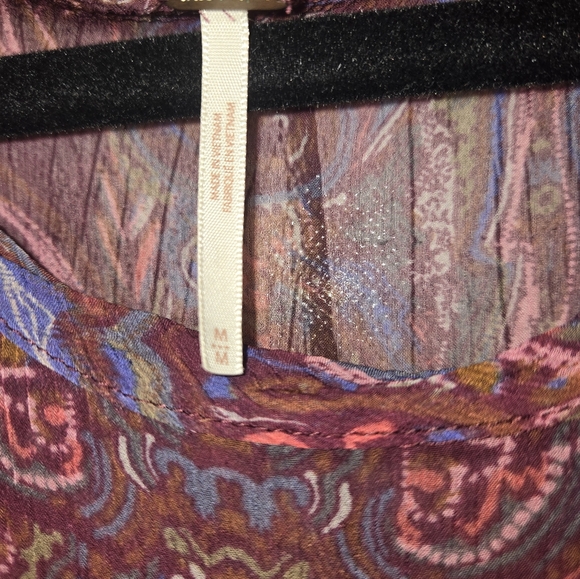 Free People Womens Paisley Purple Floral Boho Flowy Tunic Blouse Top Size Medium - Picture 6 of 7